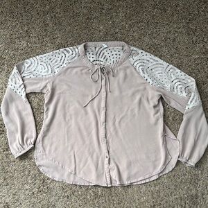 GENTLE FAWN Women's Dusty Rose Lace Blouse Size S